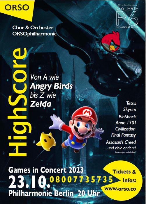 Konzertplakat von HighScore Gamingsounds am 23. Oktober in der Philharmonie Berlin